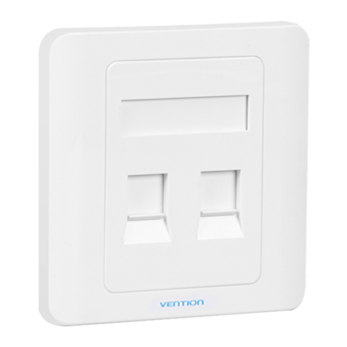 Vention 2-Port Keystone RJ45 Jack Wall Plate White 86 Type – VEN-IFBW0