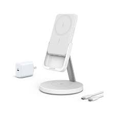 Anker Magnetic Wireless Charger, 633 MagGo 2-in-1 Wireless Charging Station – White B25A7221