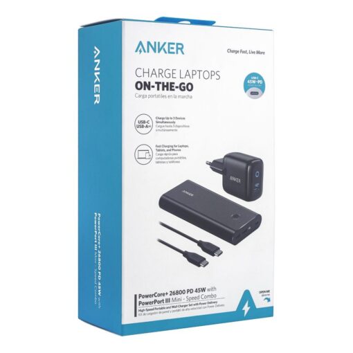 Anker PowerCore+ 26800 PD 45W with PowerPort III Mini – Speed Combo – B1376  – Black | Pmz Limited