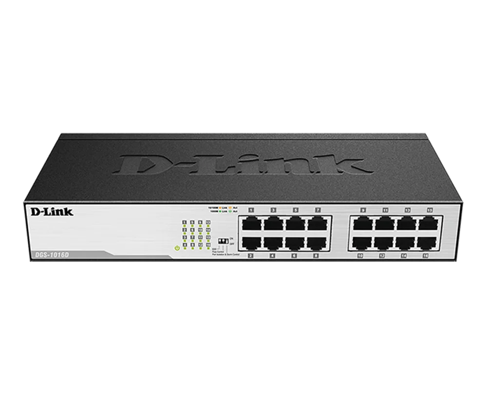 D-Link DGS-1016D-B 16-Port 10-100-1000Base-T Unmanaged Switch