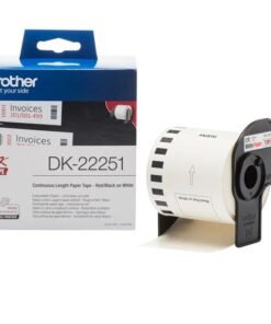 Brother DK-22251 Continuous Paper Label Roll – Black and Red on White, 62mm
