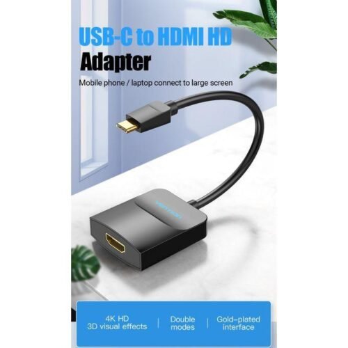 Vention Type-C to VGA Adapter 0.15M Black ABS Type (TDDBB)