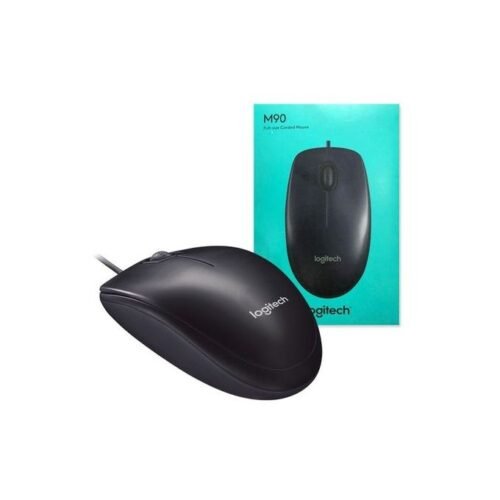 Logitech M90 Corded Wired USB Mouse- Black