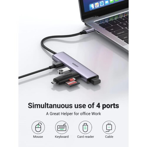 Alternative view of UGREEN USB-C to 4-Port USB 3.0 Hub (CM473, UG-20841)