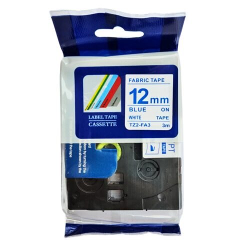 Brother Compatible TZ2-FA3 12mm Fabric Tape Blue on White