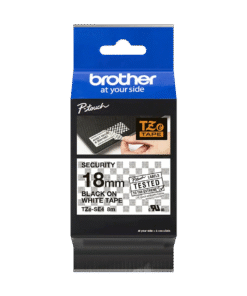 Original Brother TZe-SE4 18mm Black on White Laminated strong self adhesive Security Tape