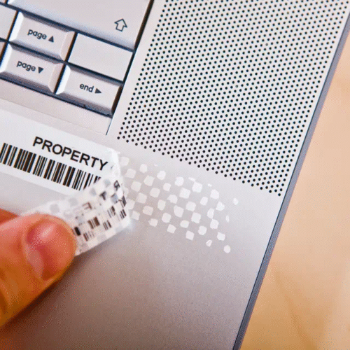 Alternative view of Original Brother TZe-SE4 18mm Black on White Laminated strong self adhesive Security Tape