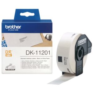 Brother DK-11201 Label Roll – Black on White, 29mm x 90mm