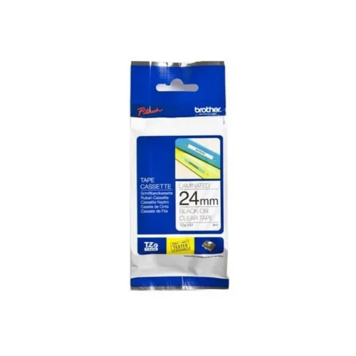 Brother TZe-151 24mm Black on Clear Laminated Label Tape – 8m