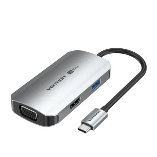 Vention USB-C to HDMI-VGA-USB 3.0-PD Docking Station 0.15M Gray Aluminum Alloy Type VEN-TQAHB