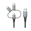 Vention USB 2.0 A Male to 3-in-1 Micro-B&USB-C&Lightning Male Cable 1M Gray Aluminum Alloy Type VEN CQJHF
