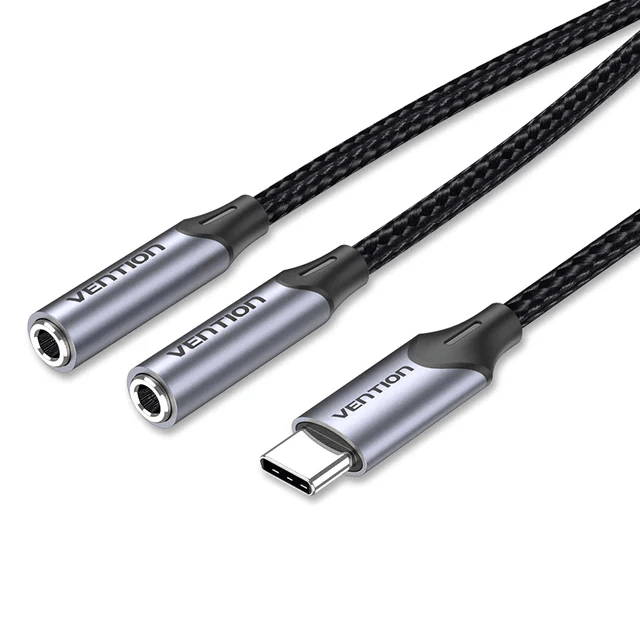 Vention USB-C Male to TRS Audio & Mic Jack 0.3M Gray Aluminum Alloy Type-VEN BGPHY