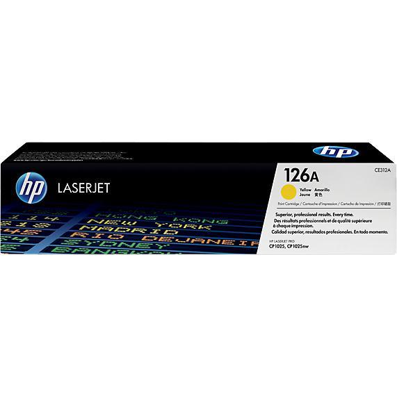 HP 126A Yellow Original LaserJet Toner Cartridge, CE312A