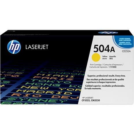 HP 504A Yellow Original LaserJet Toner Cartridge, CE252A