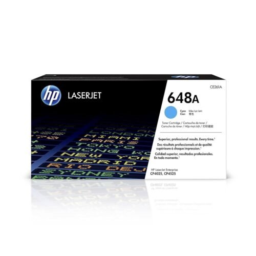 HP 648A Cyan Original LaserJet Toner Cartridge, CE261A