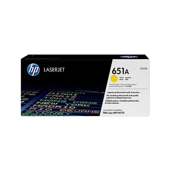 HP 651A Yellow Original LaserJet Toner Cartridge, CE342A