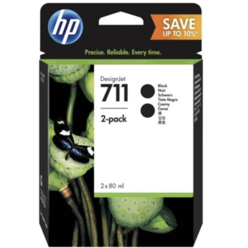 HP 711 2-pack 80-ml Black DesignJet Ink Cartridges P2V31A