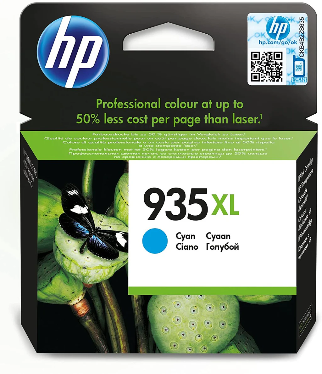HP 935XL High Yield Cyan Original Ink Cartridge, C2P24AE