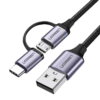 UGREEN USB‑A to Micro USB + USB Type‑C Cable 1 m Black