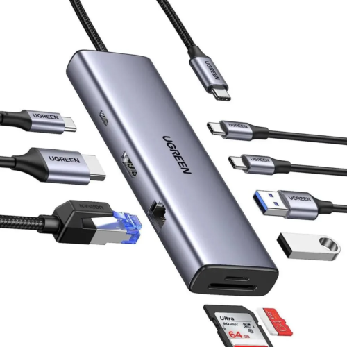 Ugreen 9-in-1 USB-C Hub UG-90912 with Dual 4K HDMI, Dual DisplayPort, USB 3.2, Gigabit Ethernet, and 100W PD Charging