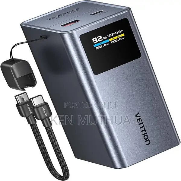 Vention 20,000mAh Phone & Laptop Power Bank 100W Gray